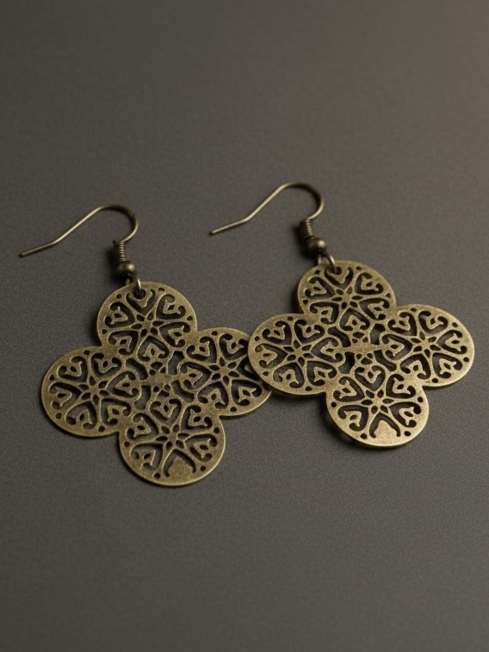 Gold-Tone Filigree Clover Lightweight Earrings